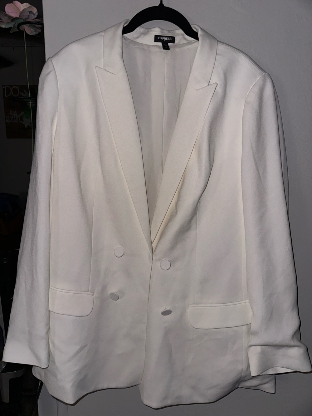 Express Women's Double-Breasted Cream Blazer